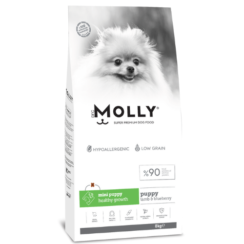 MOLLY MİNİ YAVRU KUZULU&YABANMERSİNLİ KÖPEK MAMASI 8KG