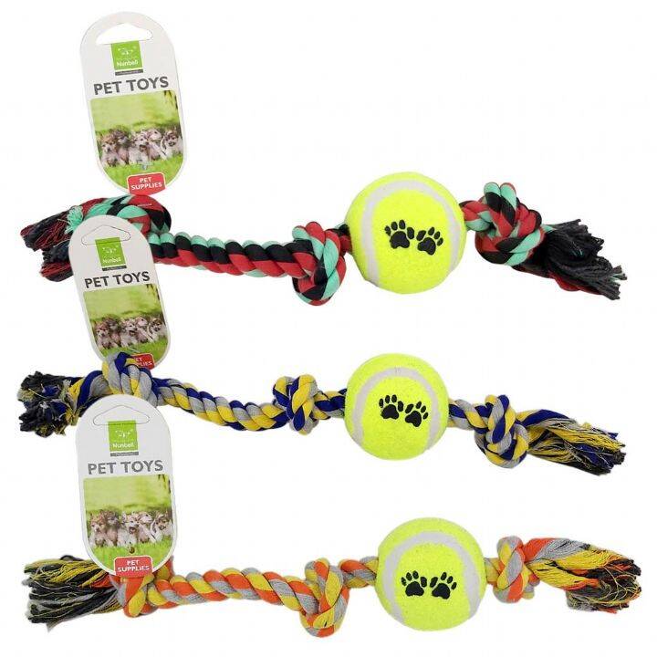 NUNBELL DOG TOOTH ROPE WITH TENNIS BALL