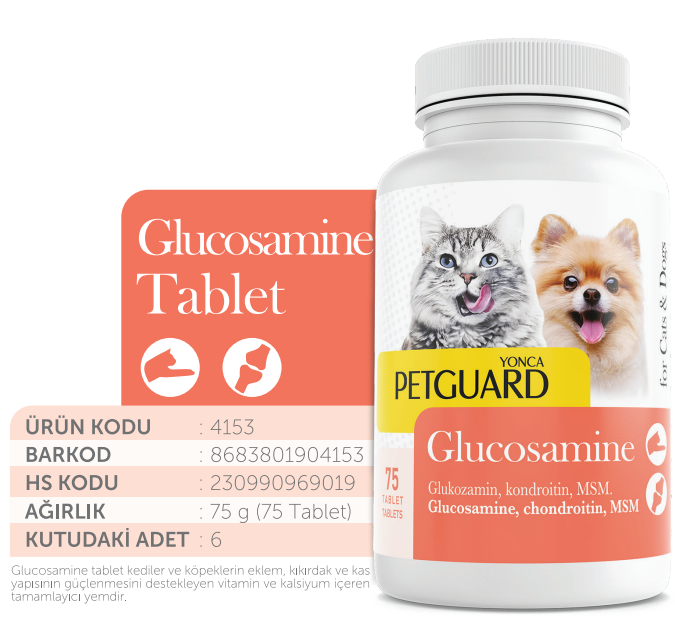 PETGUARD GLUCOSAMİNE KEDİ KÖPEK 75 GR 75 TABLET