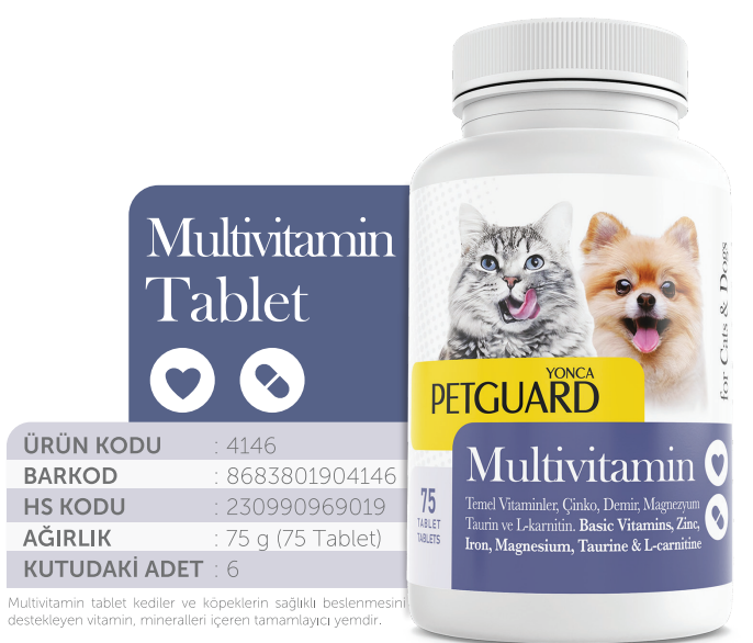 PETGUARD MULTİVİTAMİN KEDİ KÖPEK 75GR 75 TABLET